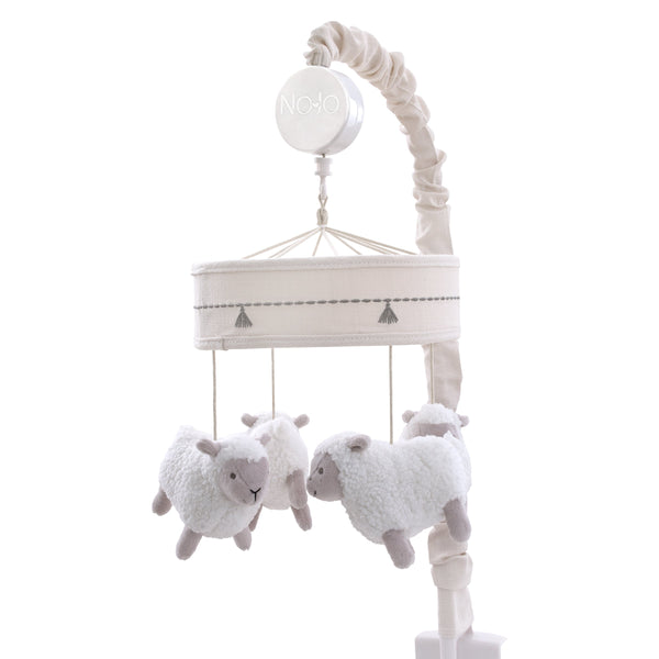 Together is Better White and Taupe Lambs Musical Mobile