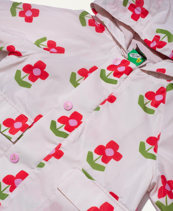 Manymoons Recycled Flower Baby Raincoat Pink Petal Floral