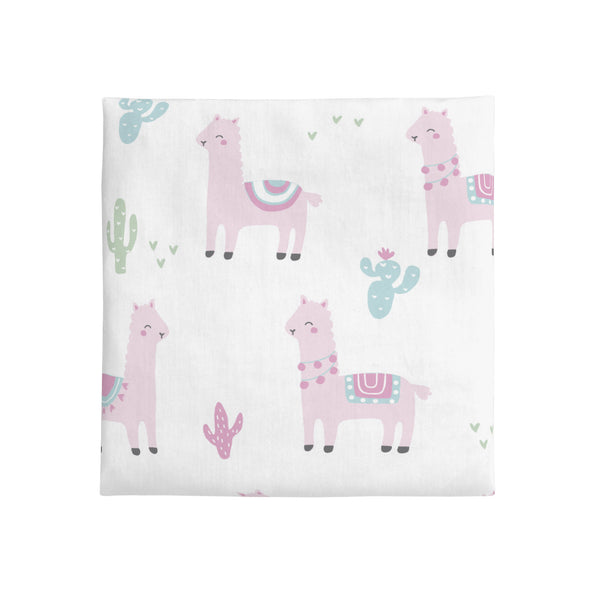 NoJo Super Soft Pink Llama Nursery Crib Fitted Sheet