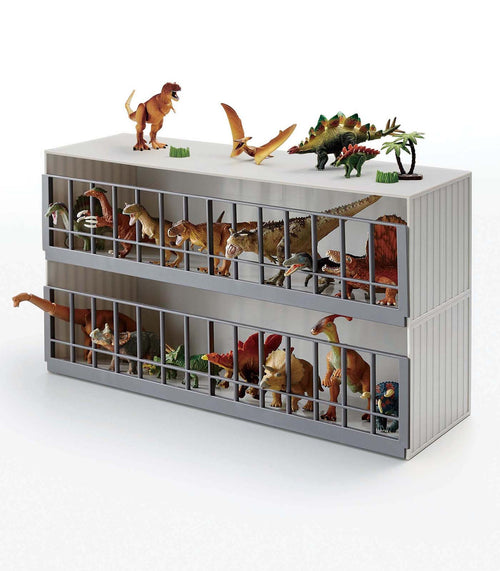 Clear toy display case for organized storage of baby toys, showcasing vibrant colors and easy access.