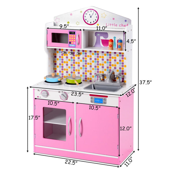 Kids Wooden Pretend Cooking Playset Cookware Play Set Kitchen Toys Toddler Gift