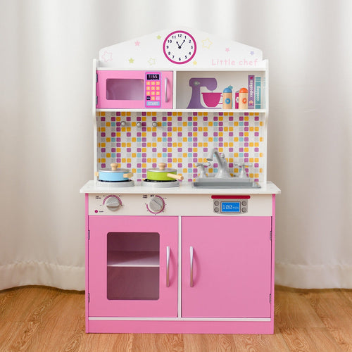 Kids Wooden Pretend Cooking Playset Cookware Play Set Kitchen Toys Toddler Gift