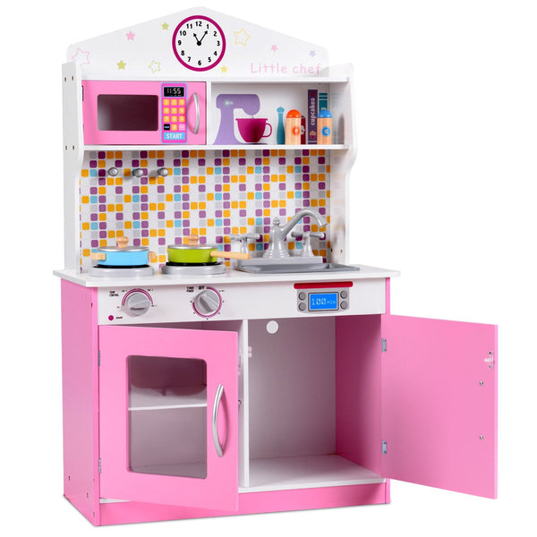Kids Wooden Pretend Cooking Playset Cookware Play Set Kitchen Toys Toddler Gift