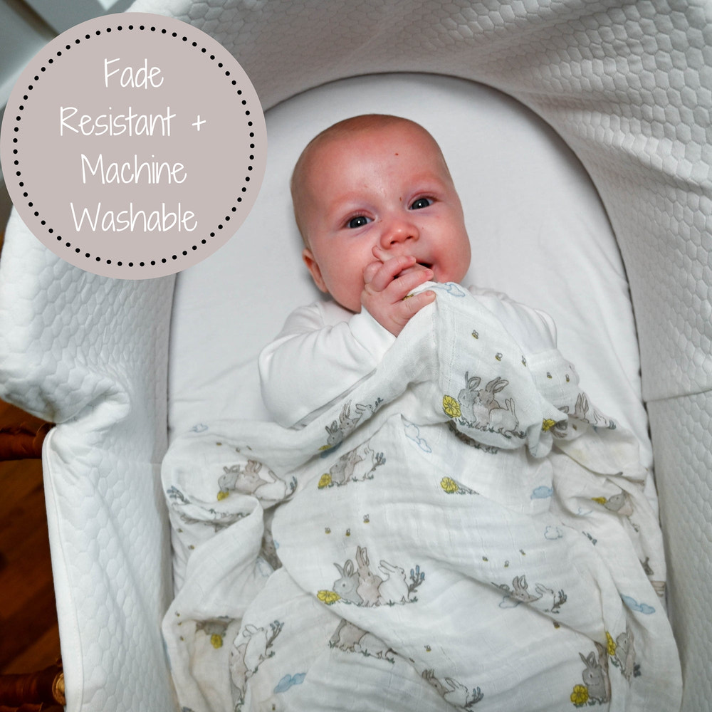 Bunny Loves You Baby Muslin Swaddle Blanket - MOOGCO Baby
