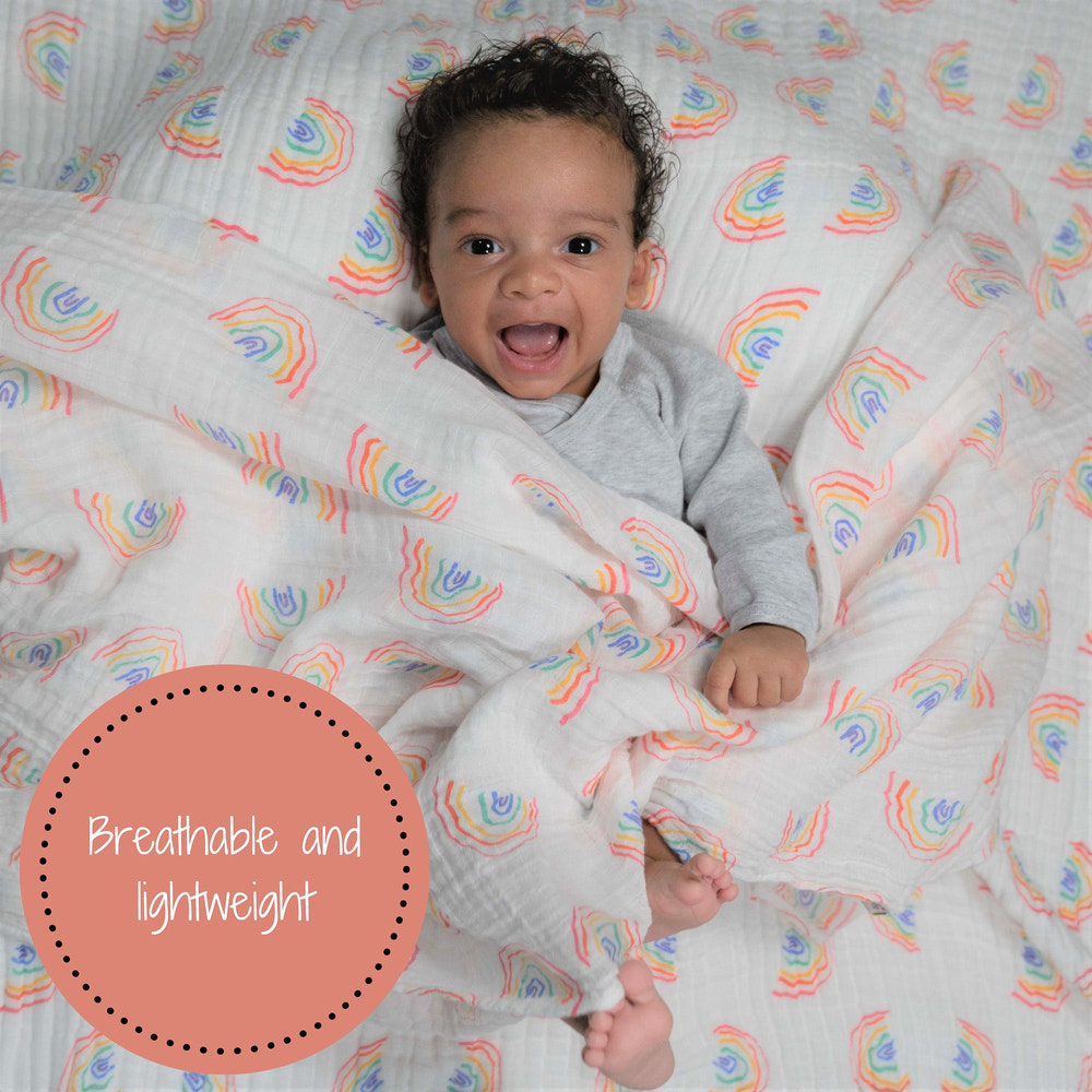 Somewhere Over The Rainbow Baby Muslin Swaddle Blanket - MOOGCO Baby