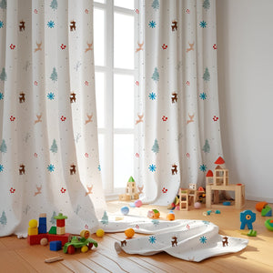 Christmas Raindeer Themed Baby Room Curtain