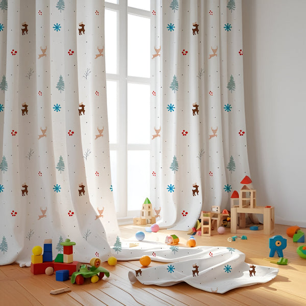 Christmas Raindeer Themed Baby Room Curtain