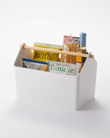 Stylish baby storage caddy for organizing essentials, perfect for baskets and bins.