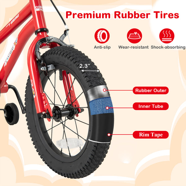 16-Inch/14-Inch/18-Inch Kids Bike Ages 3-8 with Handbrake and Coaster Brake and Bell Ring-16/Ring-14/Ring-18 inches