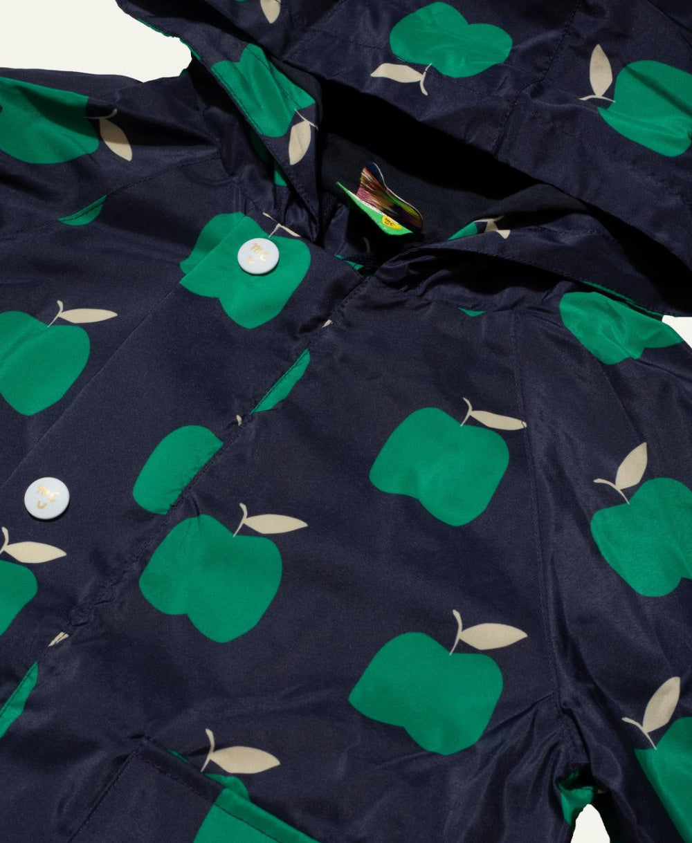 Recycled Fabric Apple Baby Raincoat - Blue Ribbon Apple