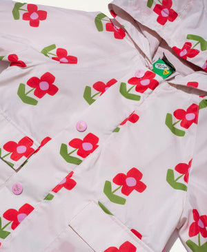 Recycled Fabric Flower Baby Raincoat - Pink Petal Floral