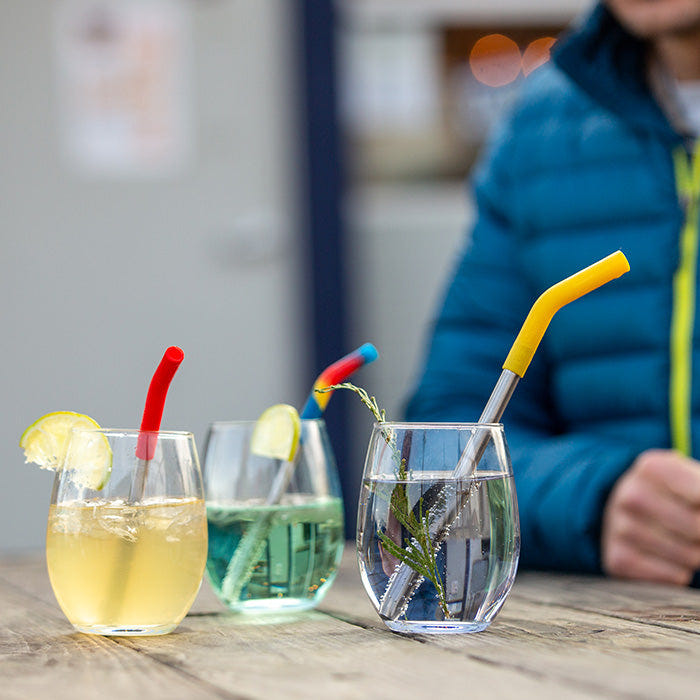 "Colorful 6-pack of reusable baby straws for easy sipping and eco-friendly feeding."