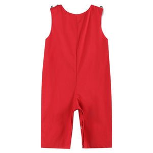 Red and Black Bulldog and Football Smocked Overalls