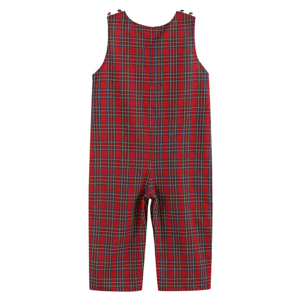 Red Christmas Plaid Santa Yoke Overalls