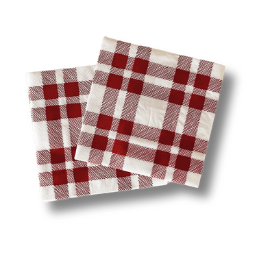 Red Plaid Small Disposable Paper Napkins (16pcs)