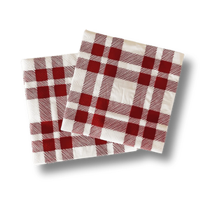 Red Plaid Small Disposable Paper Napkins (16pcs)