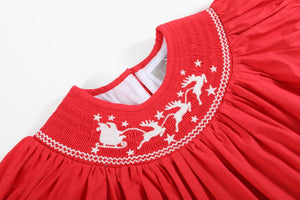 Red Santa Sleigh Bishop Dress