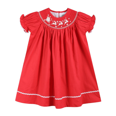 Red Santa Sleigh Bishop Dress