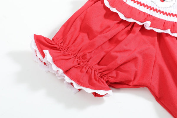 Red Santa Smocked Ruffle Romper