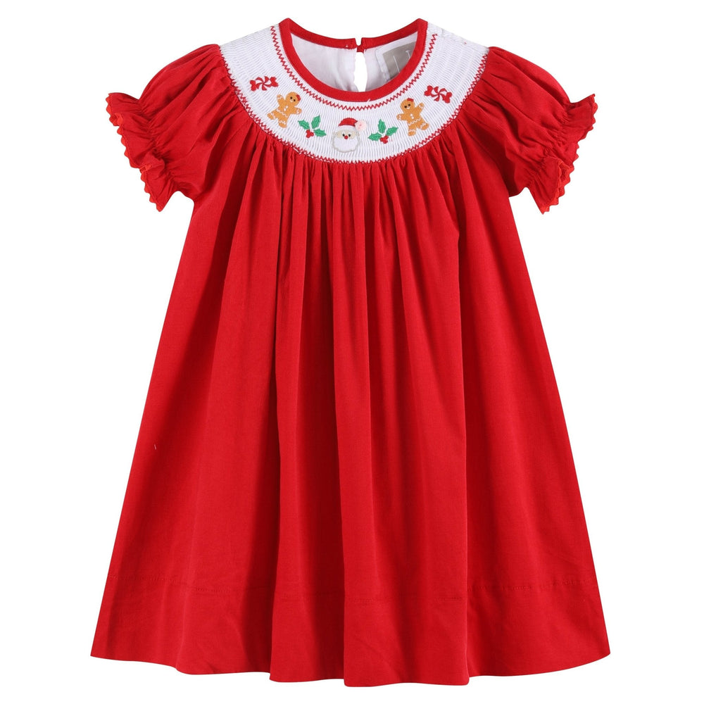 Red Velvet Christmas Smocked Bishop Dress