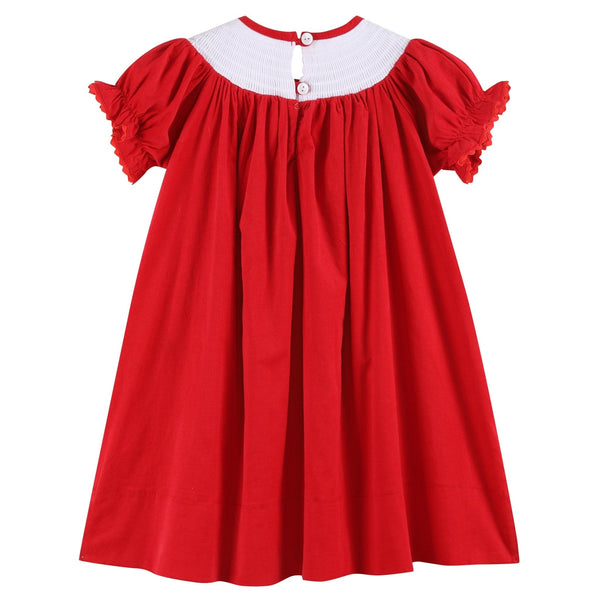 Red Velvet Christmas Smocked Bishop Dress