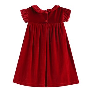 Red Velvet Ruffle Dress