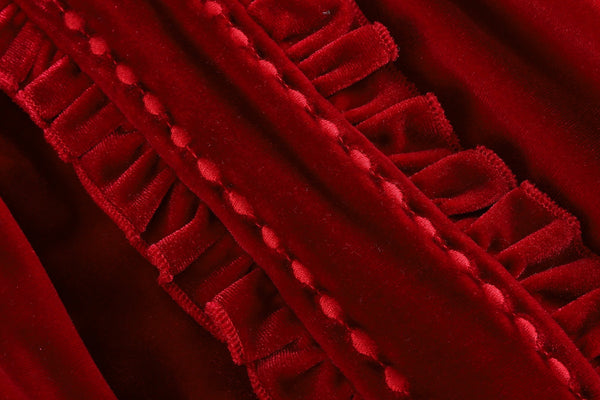 Red Velvet Ruffle Dress