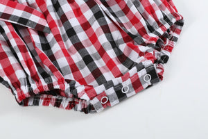 Red and Black Gingham Ruffle Bow Romper