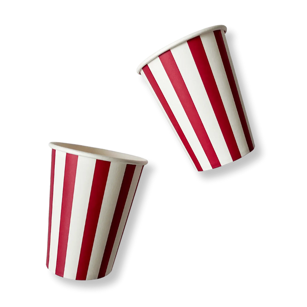 Red & White Striped Cups (8pcs)