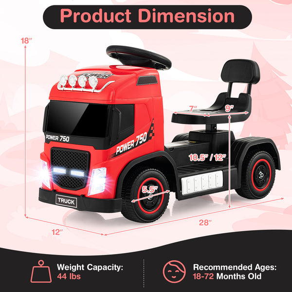 6V Kids Electric Ride-on Truck with Height Adjustable Seat