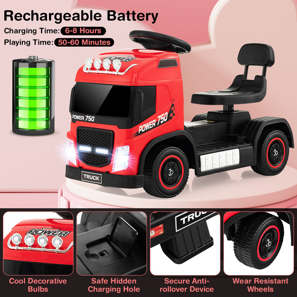 6V Kids Electric Ride-on Truck with Height Adjustable Seat
