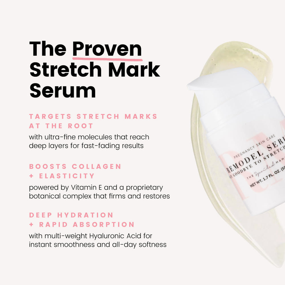 ReModel Serum for effective postpartum stretch mark removal and skin care after pregnancy.
