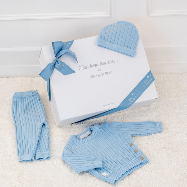 REMY | Blue Ribbed Knit Leggings Set (3)