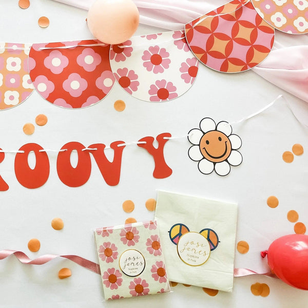 Retro Groovy Large Disposable Paper Napkins (16pcs)