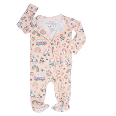 Retro Roller Skates Ruffle Baby Footie