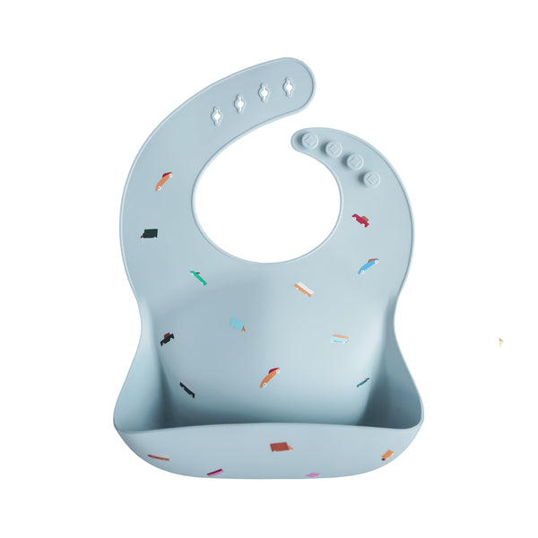Mushie Silicone Baby Bib Adjustable Neck Strap Deep Pocket