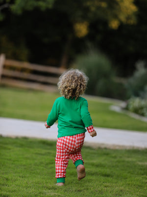 Christmas Character Candy Embroidery Green Boys Set