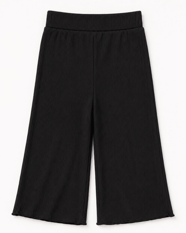 Rhea Ribbed Wide Leg Pants - Black