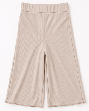 Rhea Ribbed Wide Leg Pants - Irish Cream