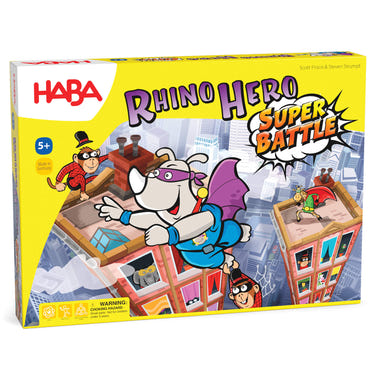 Rhino Hero Super Battle Stacking Game for families - fun and engaging children's game with colorful characters.