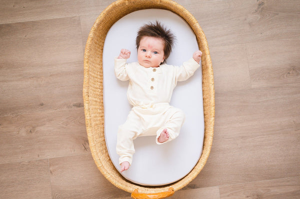 Cream Ribbed Bamboo Baby Jogger Pants