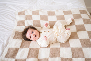 Cream Ribbed Bamboo Baby Jogger Pants
