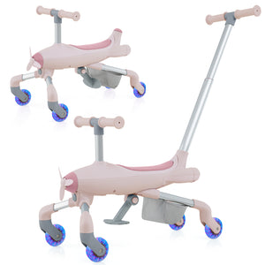 2-in-1 Kids Ride-on Push Car with LED Lighted Wheels - Remote Control
