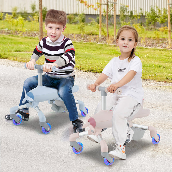 2-in-1 Kids Ride-on Push Car with LED Lighted Wheels - Remote Control