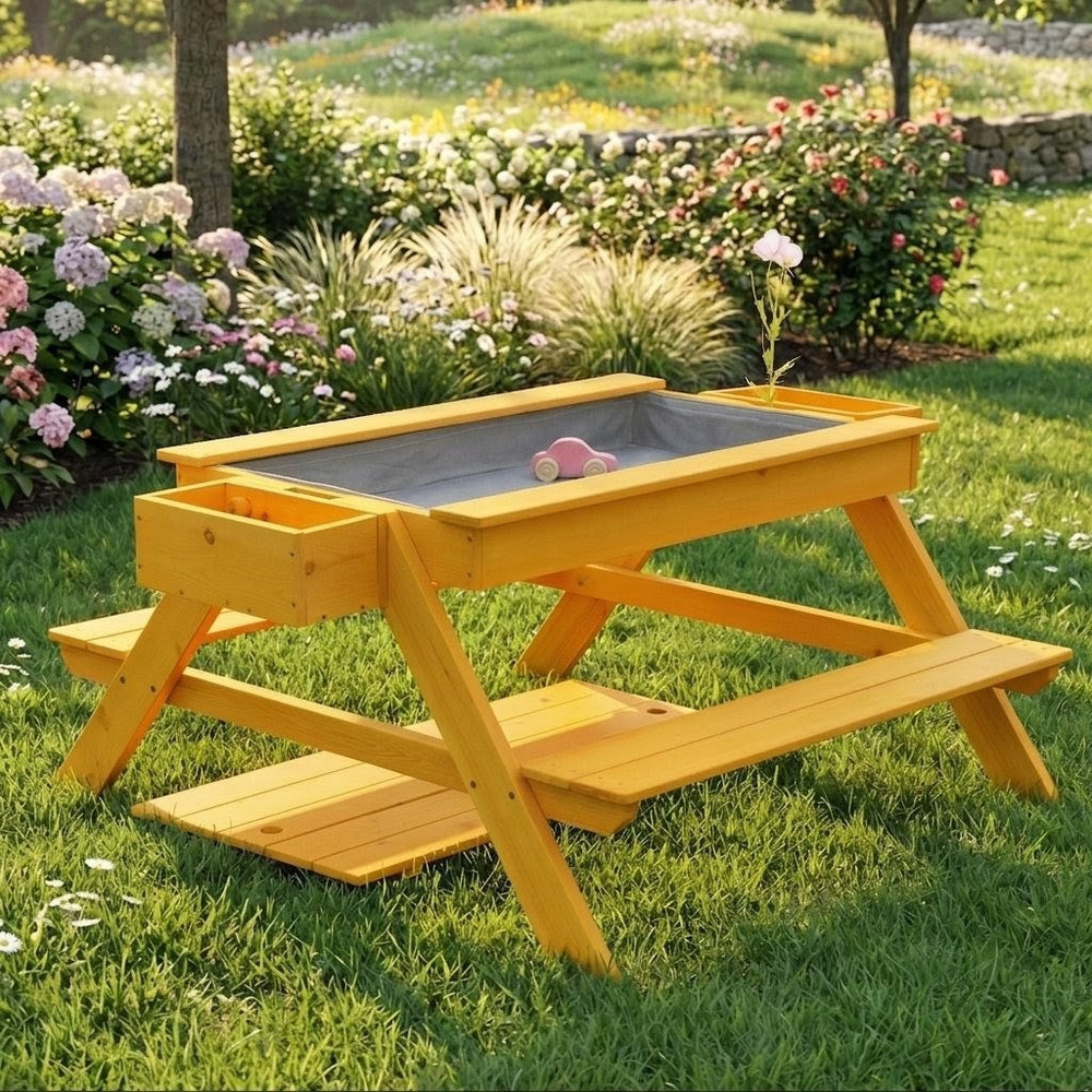 Mojave Picnic & Sand Table for kids, perfect for outdoor play and creative activities.