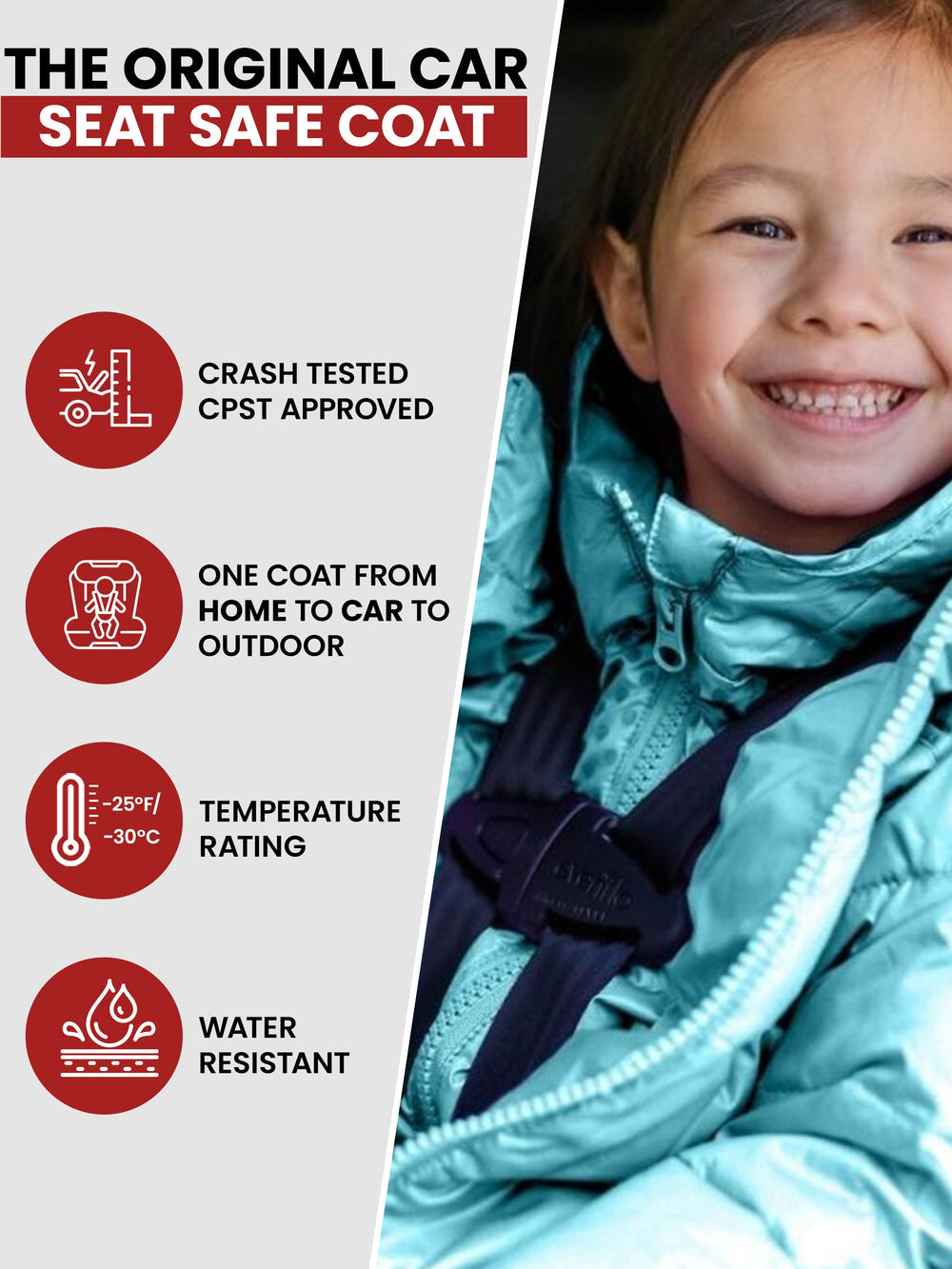 Car Seat Coat | The Road Coat Down - Aqua/Purple