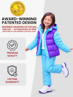Car Seat Coat | The Road Coat Down - Aqua/Purple