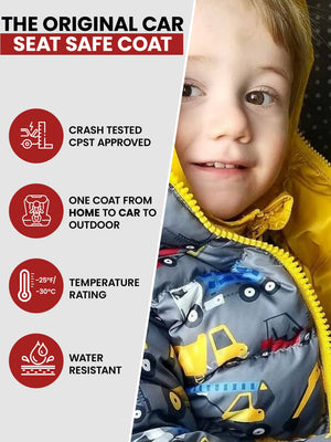 Car Seat Coat | The Road Coat Down - Construction Print