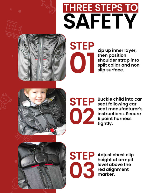 Car Seat Coat | The Road Coat Down - Navy Raptor Print