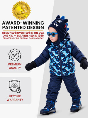 Car Seat Coat | The Road Coat Down - Navy Raptor Print